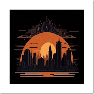 sunset city Posters and Art